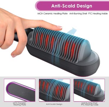 Professional Electric Hair Straightener Brush Heated Comb Straight & Curly Styling Tool