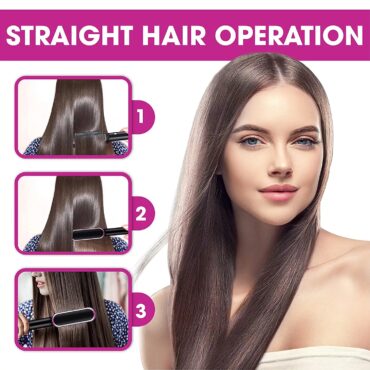 Professional Electric Hair Straightener Brush Heated Comb Straight & Curly Styling Tool