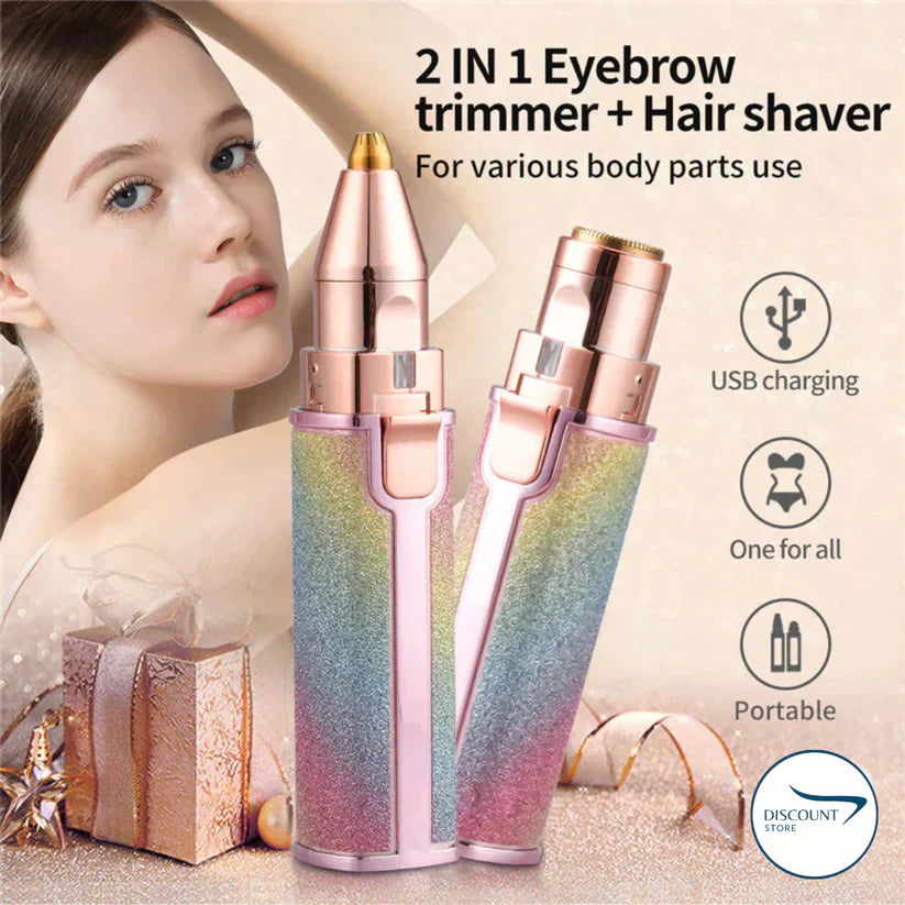 2-in-1 Rechargeable Eyebrow Trimmer & Facial Hair Shaver - Portable USB Charging, Multi-Use for Face and Body Grooming