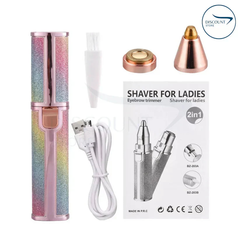 2-in-1 Rechargeable Eyebrow Trimmer & Facial Hair Shaver - Portable USB Charging, Multi-Use for Face and Body Grooming